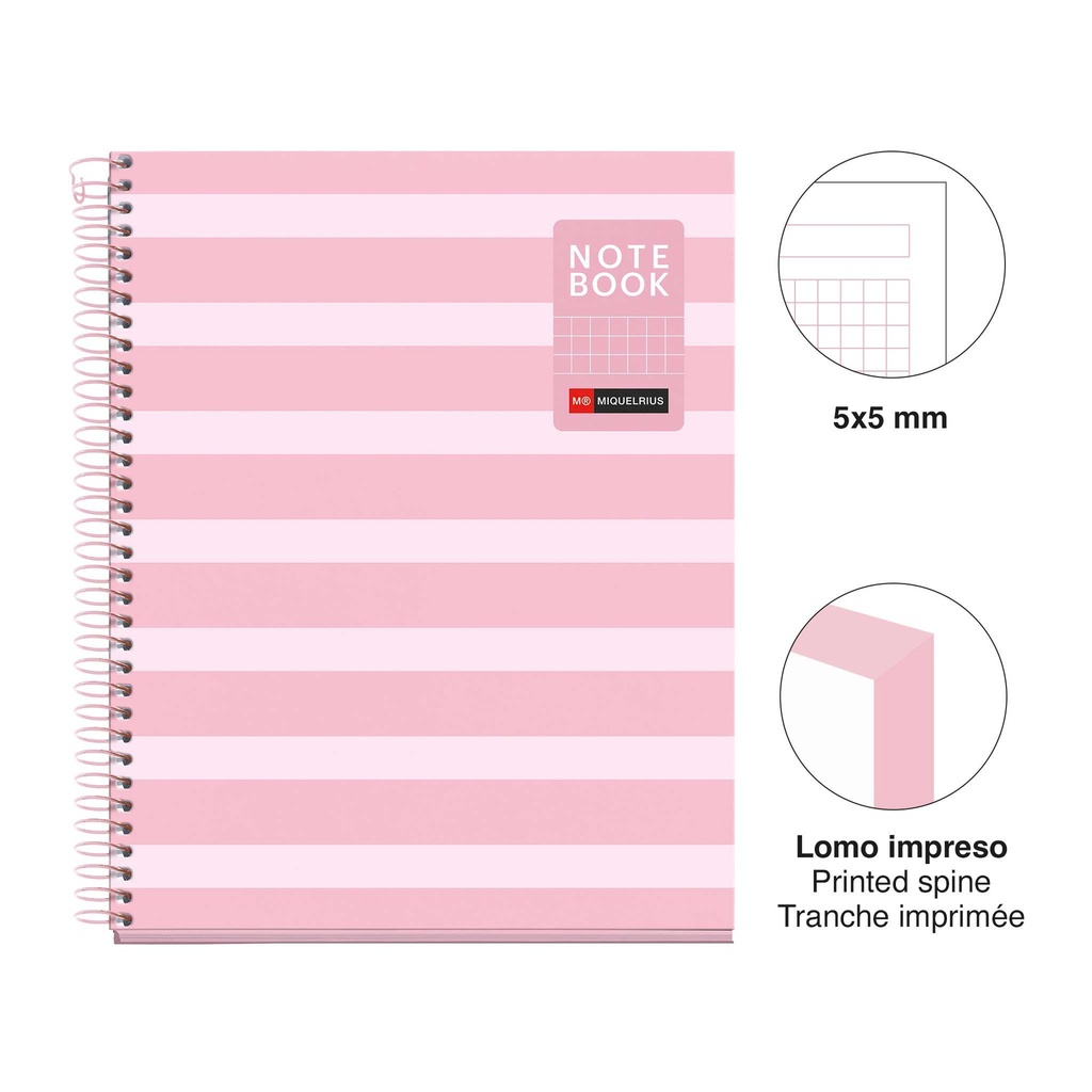 Cuaderno espiral 5X5 A5 90g 80h 1B T/D 2T microperforado Between The Lines Miquelrius 