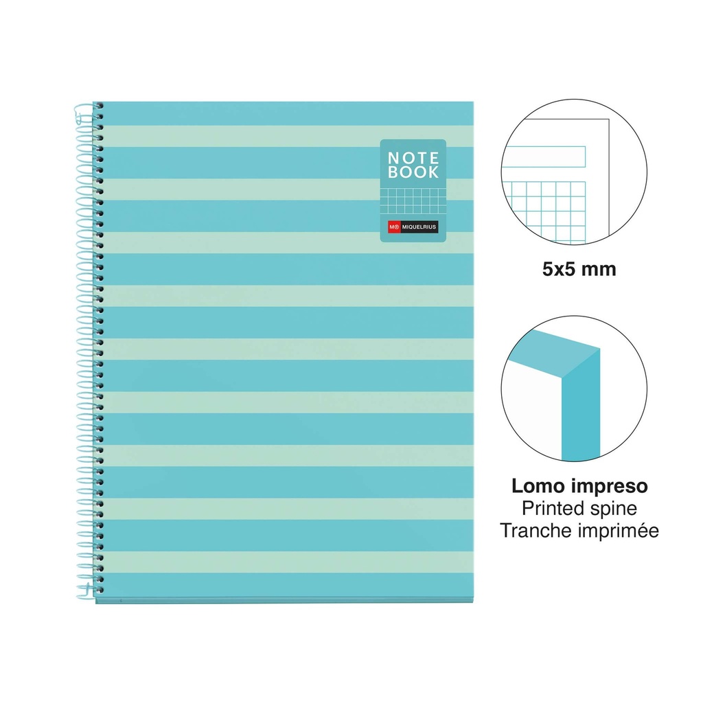 Cuaderno espiral 5X5 A4 90g 80h 1B T/D 4T microperforado Between The Lines Miquelrius