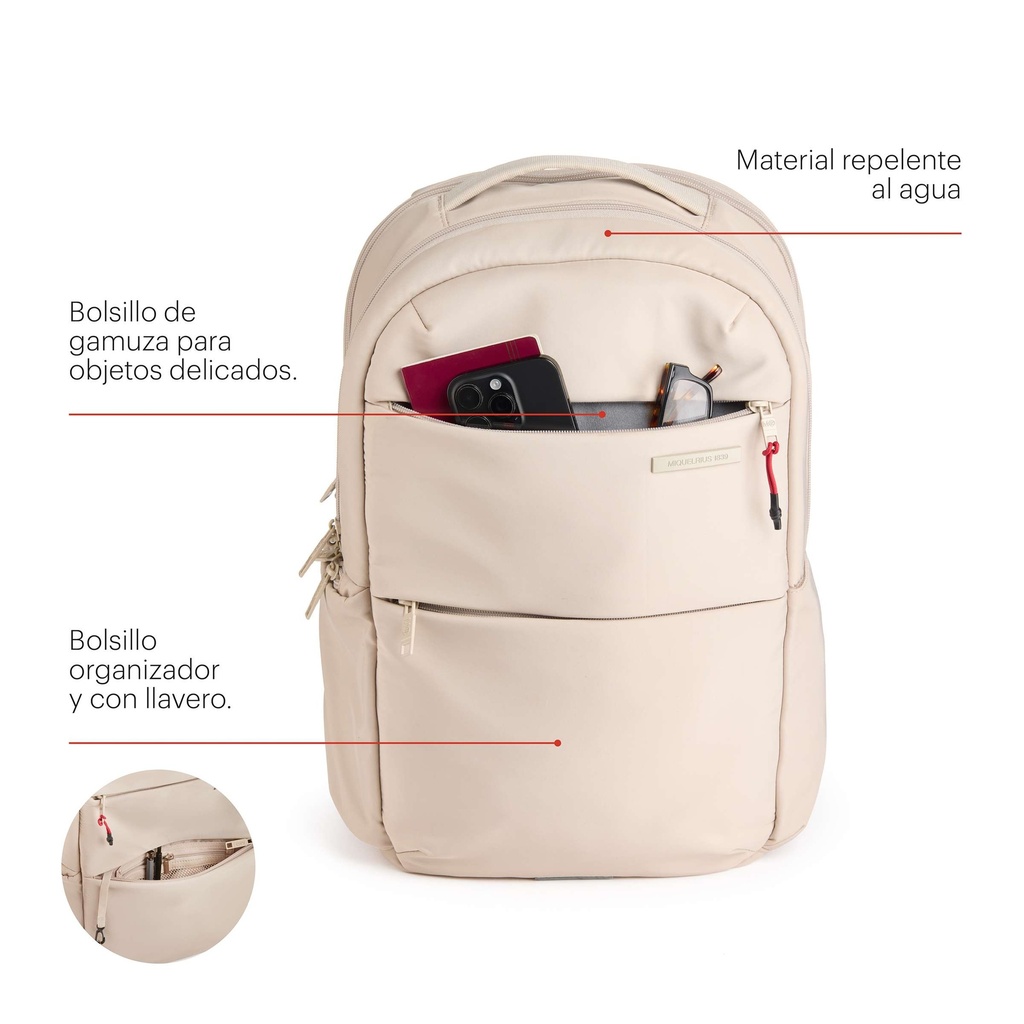 Mochila Mediana Beige Bag To Work Miquelrius