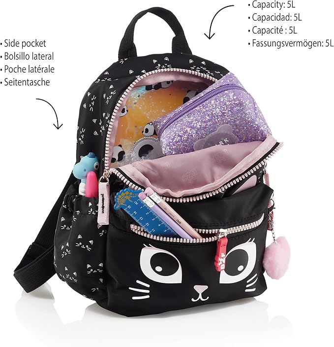 Mochila escolar mini 5L para niños y niñas, Ligera, Con compartimentos prácticos, Gran opción para la guardería e infantil Back2Fun Miquelrius