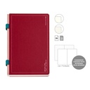 Libreta A5 con doble interior, 86 hojas lisas y 10 punteadas dots, Cubierta de cartón, Lomo de tela, Papel marfil de 70 g/m², Goma portabolígrafos Miquelrius