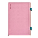 Libreta A5 con doble interior, 86 hojas lisas y 10 punteadas dots, Cubierta de cartón, Lomo de tela, Papel marfil de 70 g/m², Goma portabolígrafos Miquelrius