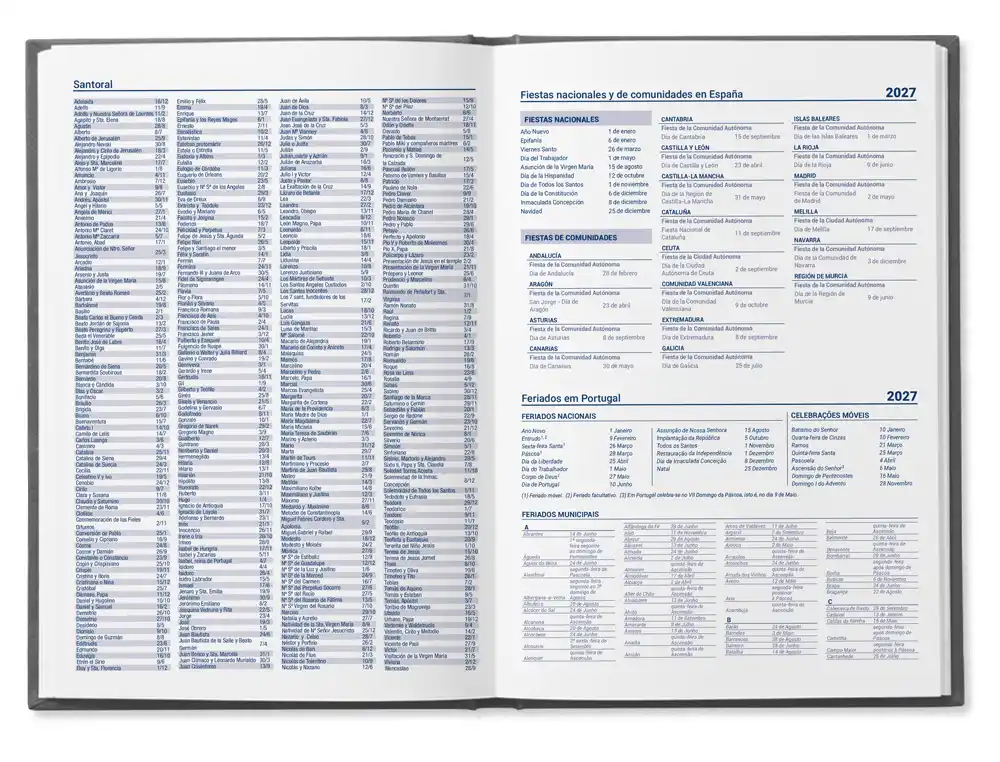 Agenda encuadernada 2027 Creta semana vista 80x150mm bilingüe 70g FSC Liderpapel