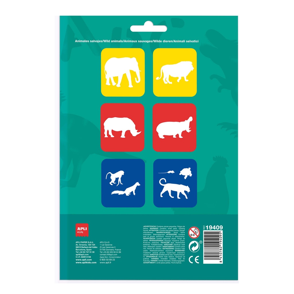 Plantillas animales de la selva 6uds Apli