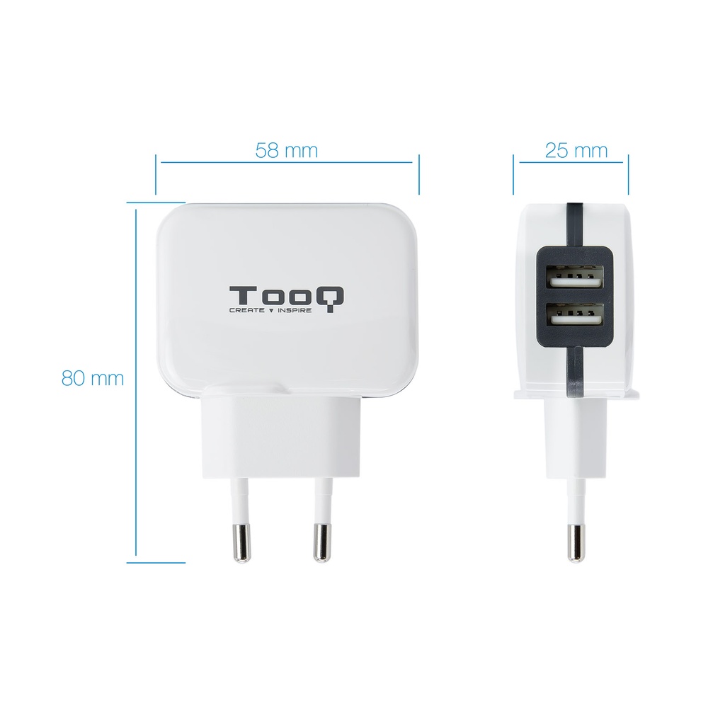 Cargador usb tooq 2xusb 3.4