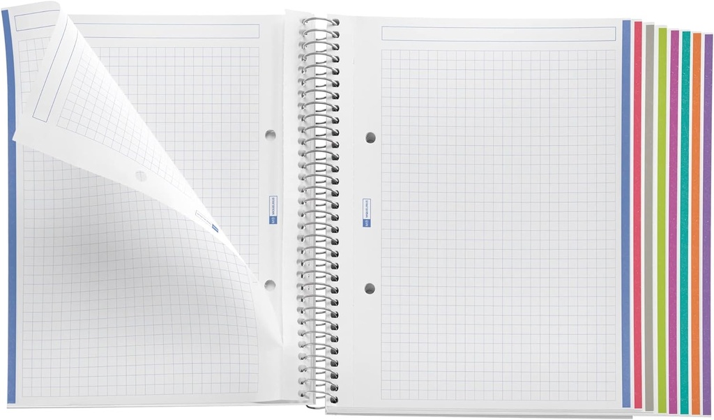 Cuaderno espiral 5X5 A5 70g 200h 8B 2T T/P MR
