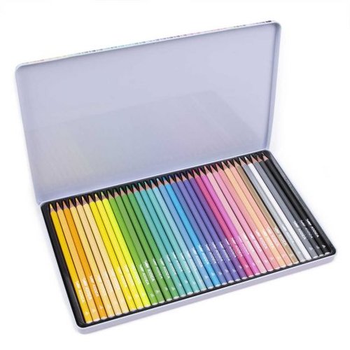 Lapices colores 36 pastel caja metálica Kidea
