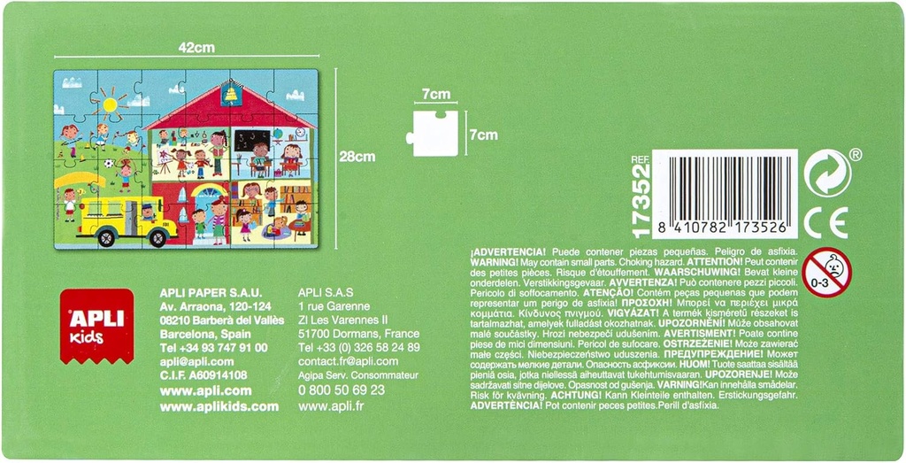 Escuela Puzle Casita, 24 Piezas, Multicolor Apli +3