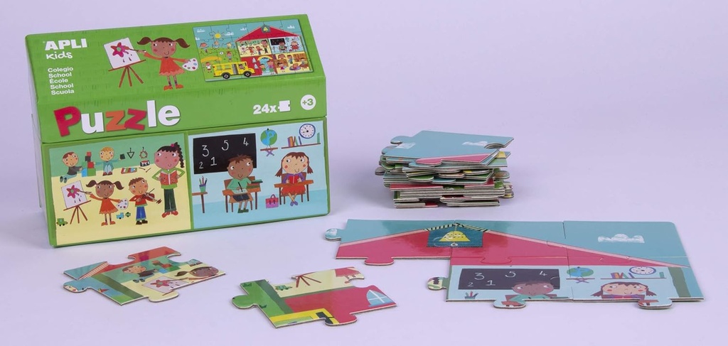 Escuela Puzle Casita, 24 Piezas, Multicolor Apli +3
