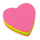 Notas adhesivas corazón 70 x 70 mm bloc de 200 hojas 4 colores surtidos fluorescentes