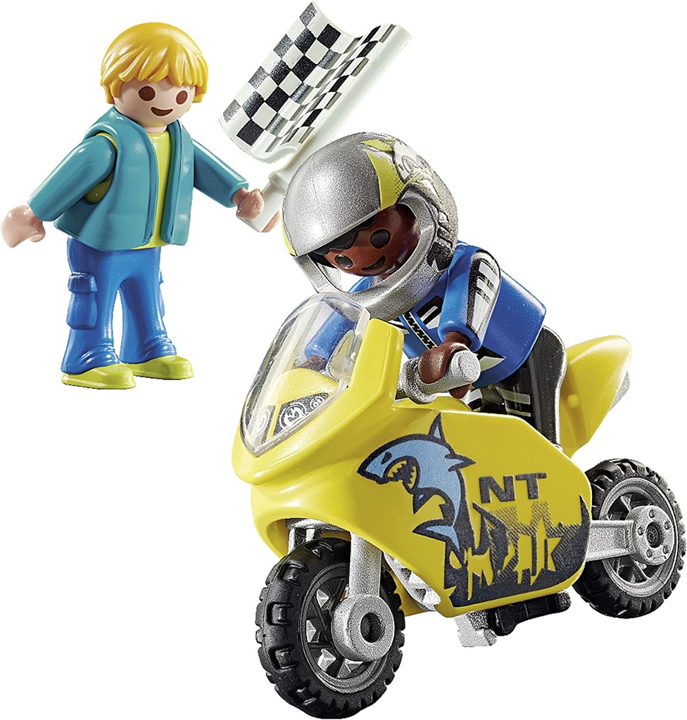 Chicos con moto de carreras Playmobil