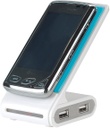 Hub con Soporte para teléfono móvil (4 Puertos, USB 2.0), Color Blanco y Azul Manhattan
