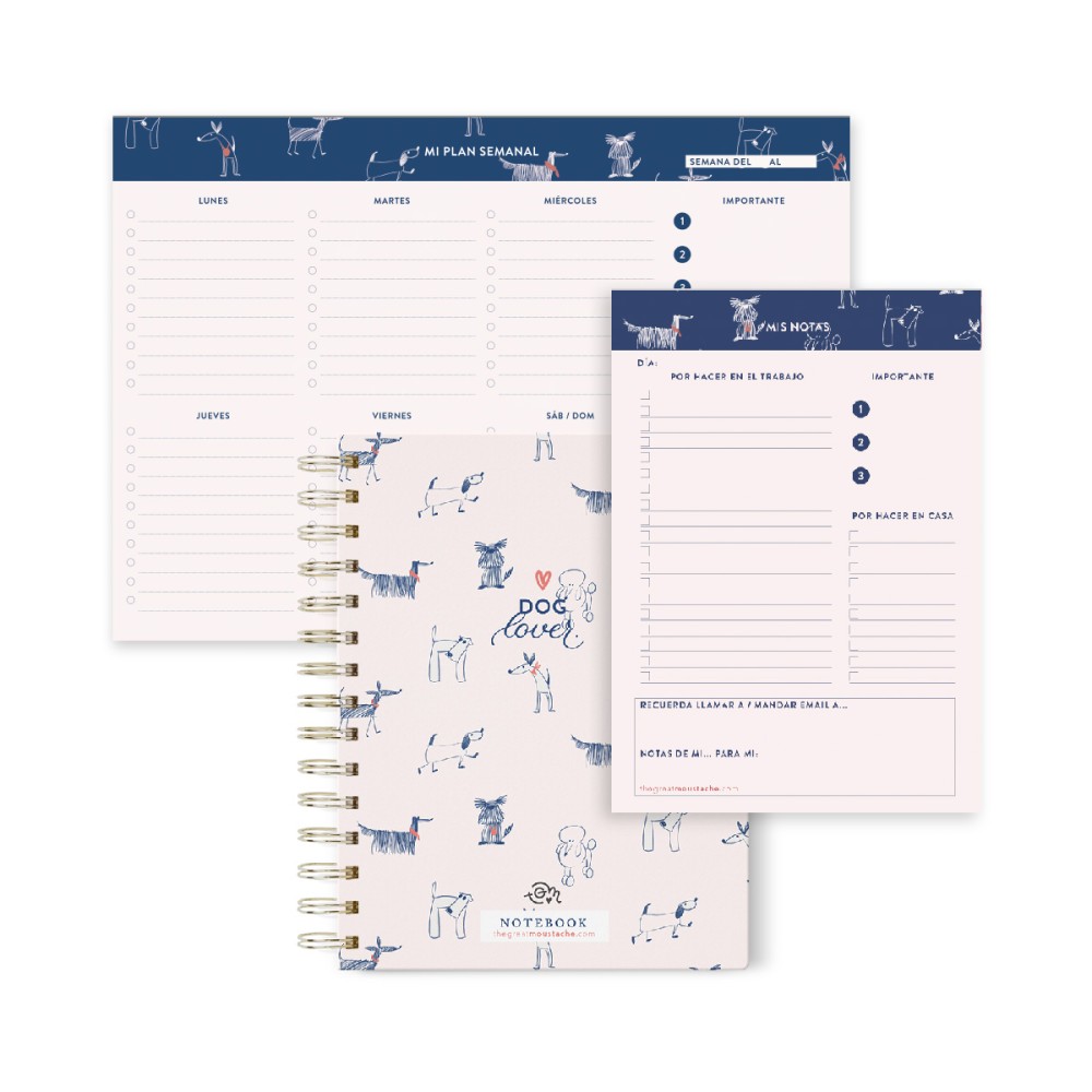 Cuaderno espiral Liso A5 100g 160h T/D Dog Lover