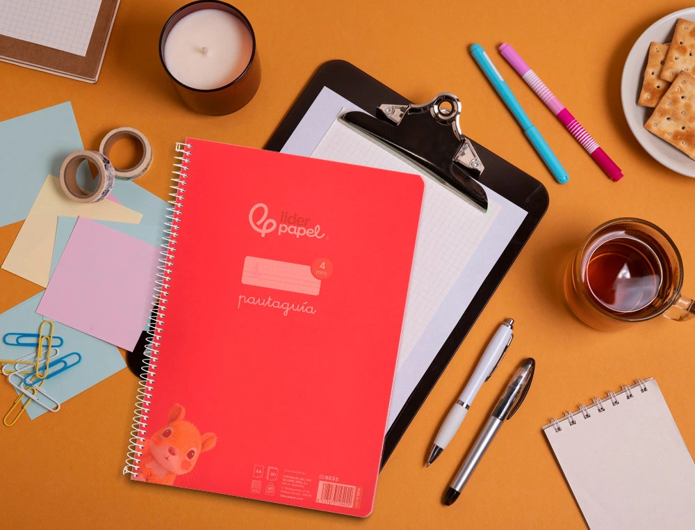 Cuaderno espiral 4X4 pautaguia A4 90g 80h T/P Liderpapel