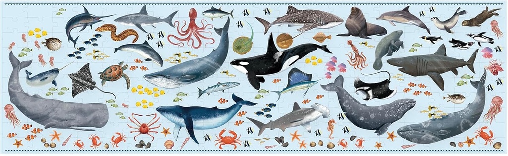 Puzzle educativo de Animales amenazados, modelo Océano, 200 piezas tamaño 6x3 cm +6A Apli