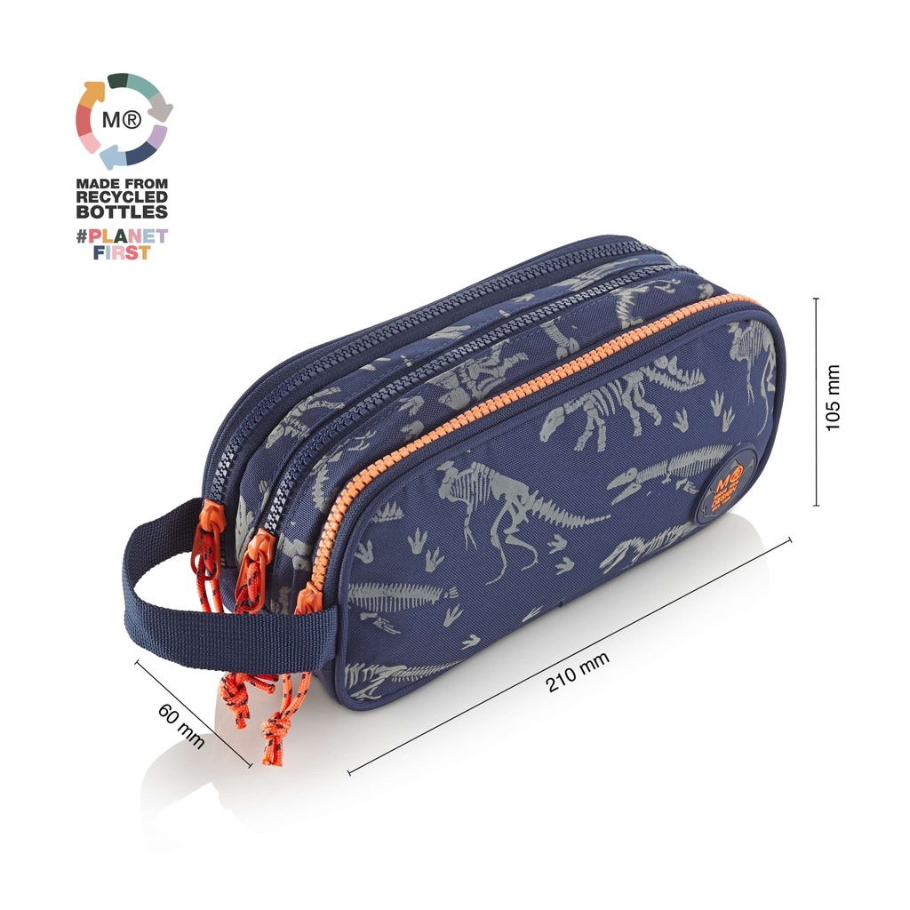 Estuche portatodo Triple con asa Reciclado Dinoworld Miquelrius