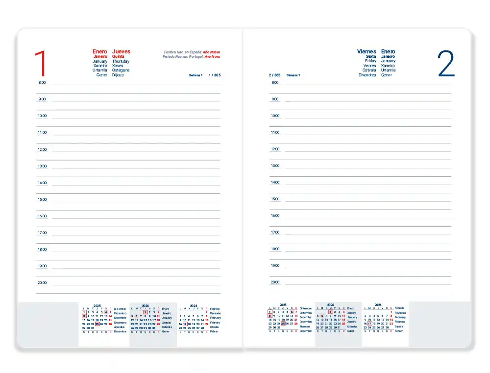Agenda espiral Perissa A4 2026 día página 80gr FSC Liderpapel