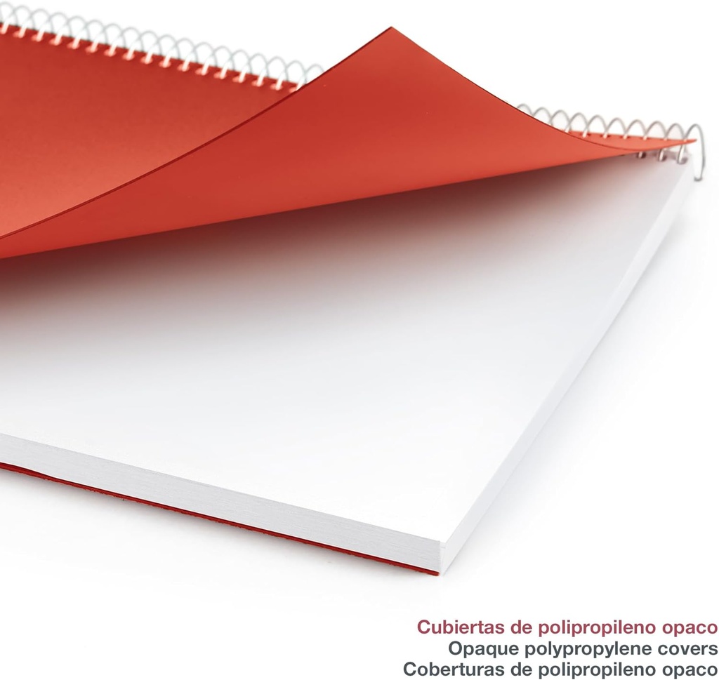 Agenda 2026 semana vista, Similar A6+ (117 x 182 mm), Cubierta flexible polipropileno, Espiral, Papel 80 g/m², Planificador semanal, Español-EN-PT, Color rojo Miquelrius