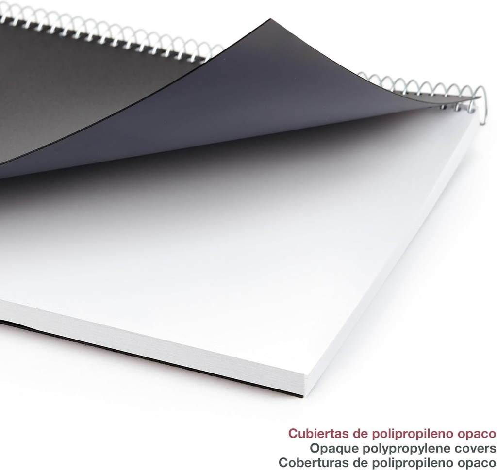 Agenda 2026 día por página, Pequeña y portátil (80 x 120 mm), Cubierta flexible polipropileno, Espiral, Papel 80 g/m², Planificador diario, Español-EN-PT, Color negro Miquelrius