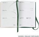 Agenda 2026 semana vista, Formato pequeño (90 x 140 mm), Planificación semanal, Cubierta rígida cartón, Espiral, Cierre goma elástica, Papel 80 g/m², Español-EN-PT, Mini garden Miquelrius