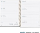 Agenda 2026 semana vista, Similar A5+ (155 x 213 mm), Planificación semanal, Cubierta rígida cartón, Espiral, Cierre goma elástica, Papel 80 g/m², Español-EN-PT, Anémona Miquelrius