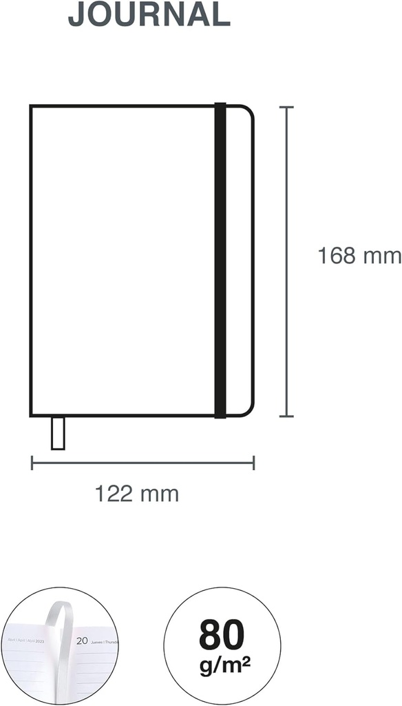 Agenda 2026 semana vista, Flexible y fácil de llevar (122 x 168 mm), Cubierta cosida suave tipo piel, Papel 80 g/m², Planificación semanal, Español-EN-PT, Cuadros silver Miquelrius