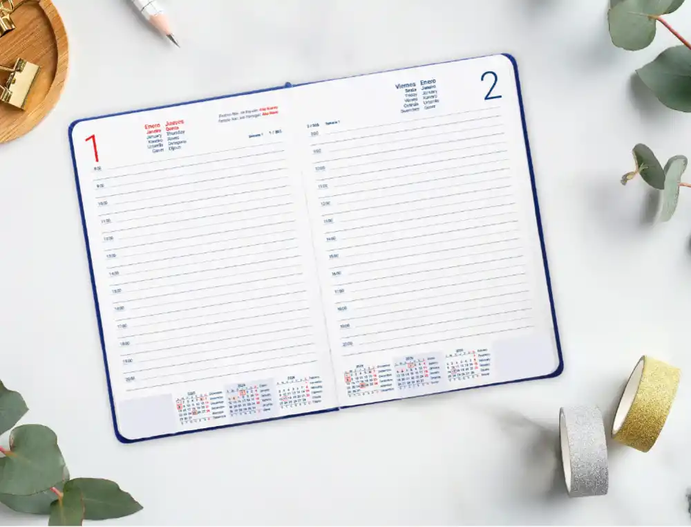 Agenda encuadernada Efira A5 2026 día página 70gr FSC Liderpapel