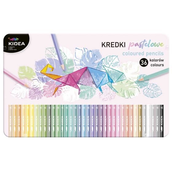 Lapices colores 36 pastel caja metálica Kidea