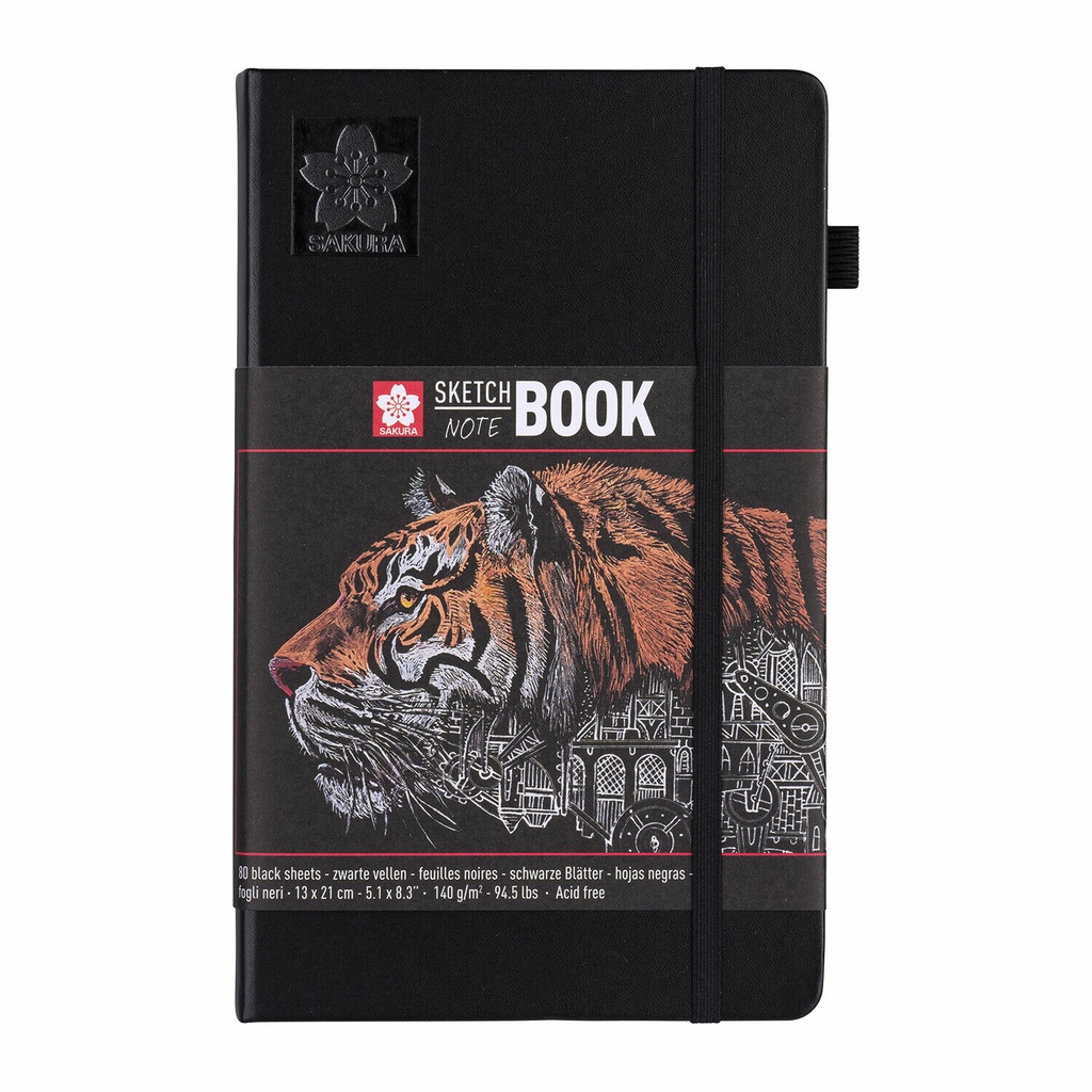 Libreta lisa 130x210mm 140g 80h negras Sakura Sketch Note Book