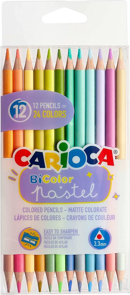 Lapices colores 12uds bicolor pastel Carioca