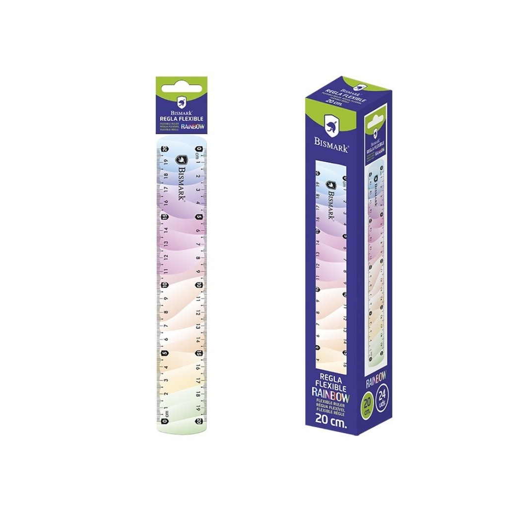 Regla 20cm flexible rainbow colores surtidos Bismark