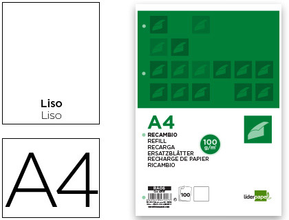Recambio liso a4 100gr 100h 4t liderpapel