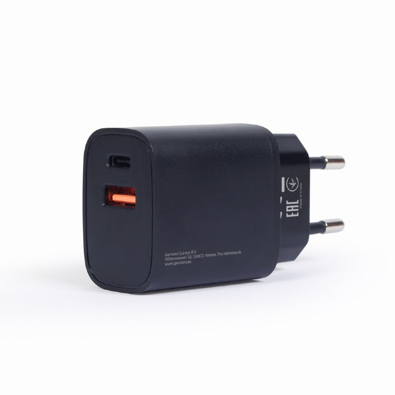 Cargador usb 2xusb tipo C y 3.1 18 W negro Gembird