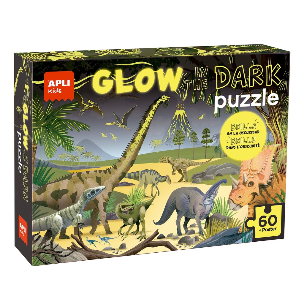 Puzzle Glow in the Dark Dinosaurios Apli +4