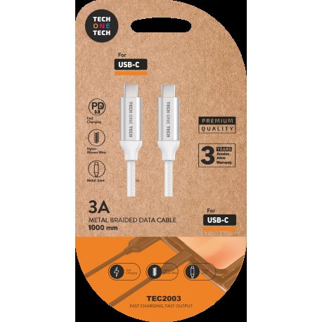 Cable USB 2.0 B-M a 3.1 C-M tipo C 1.0m blanco TECH ONE TECH (copia)