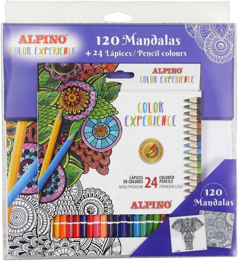 Set de dibujo alpino color experience 24 lapices de colores y libro de 120 mandalas