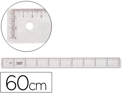 Regla 60cm plastico cristal Liderpapel