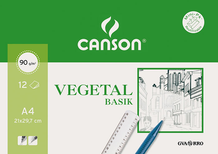 Papel A4 vegetal 95g hoja basic Canson