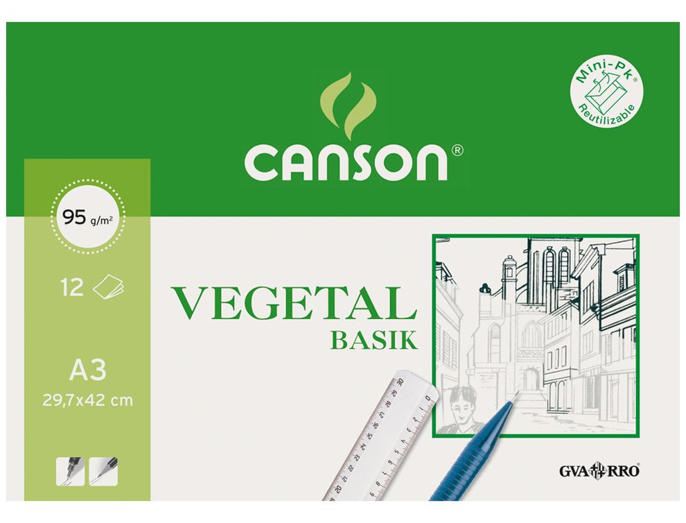 Papel A3 vegetal 95g hoja basic Canson