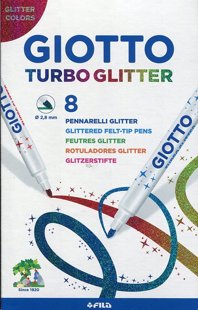 Rotuladores 8uds turbo glitter Giotto