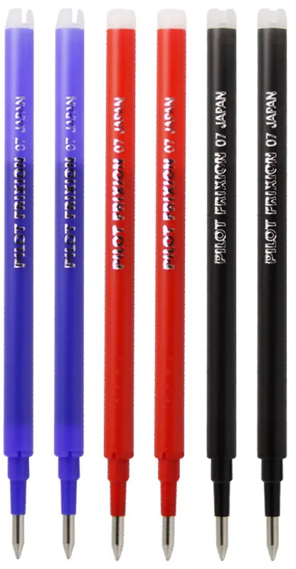 Recambio boligrafo Frixion borrable pack 6uds (2 azules, 2  negro, 2 rojo)