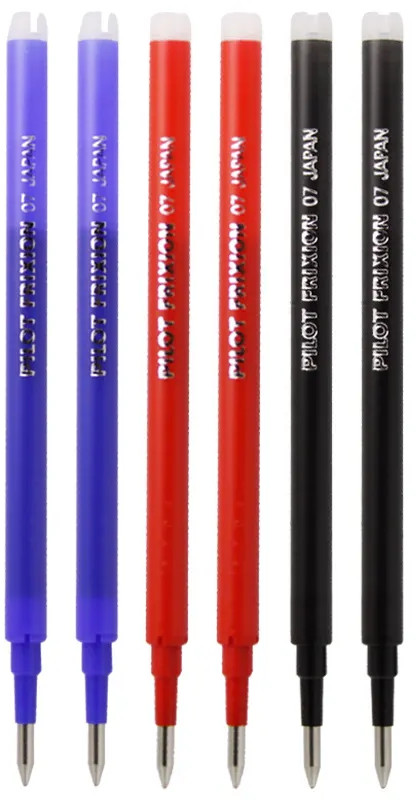 Recambio boligrafo Frixion borrable pack 6uds (2 azules, 2  negro, 2 rojo)