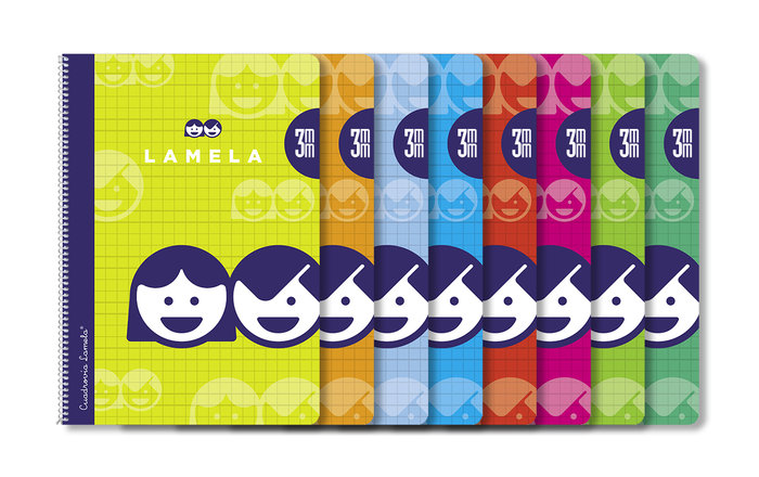 Cuadernos espiral 3X3 Fº cuadrovia T/B colores surtidos Lamela