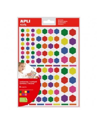 Gomets hexagonal removibles multicolor 6h Apli