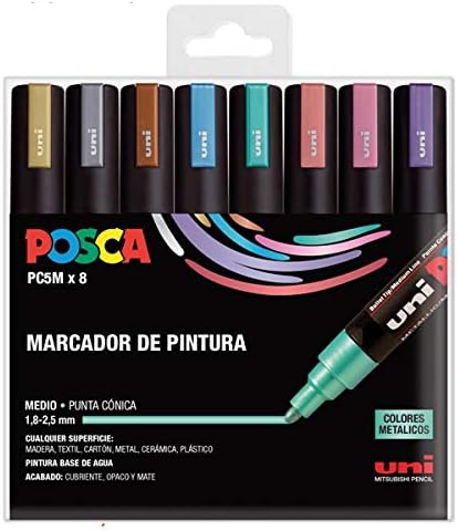 Marcador PC5M 1.8-2.5mm 8uds metálicos Posca