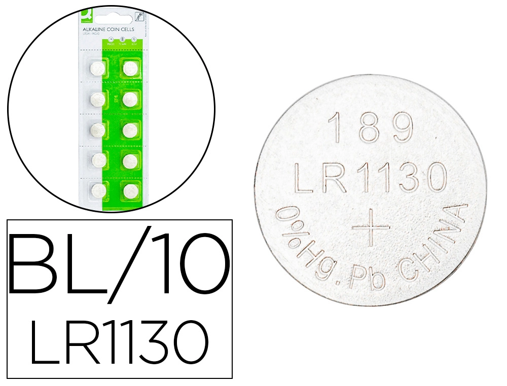 Pila AG10/LR1134/LR1130/LR54 1.5V 10U blister Q-connect
