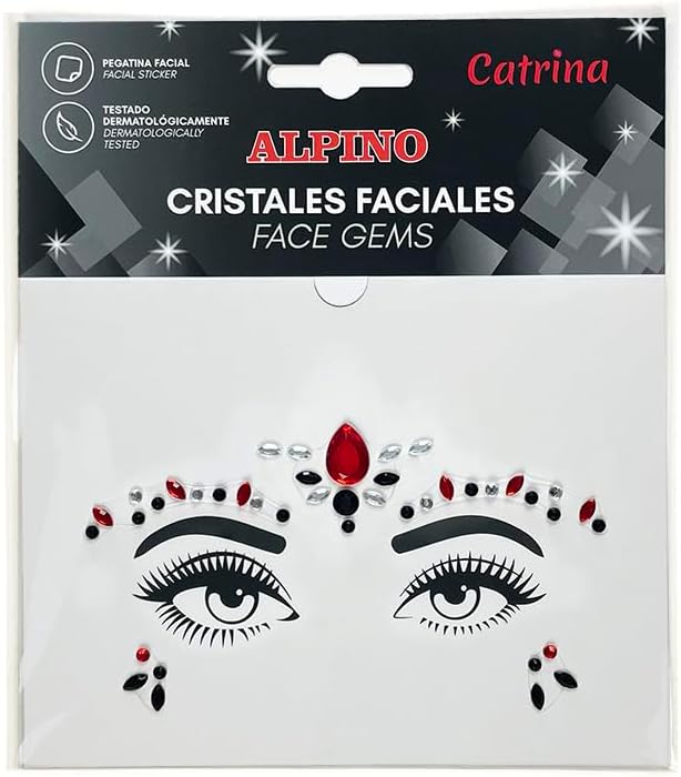 Gemas Faciales Adhesivas Catrina | Pegatinas Brillantes para la Cara | Maquillaje para Festivales, Carnaval y Halloween | Pegatinas faciales Brillantes Alplino