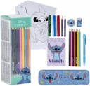 Set de Papeleria Inspirado en Stitch - Color Azul - 11 x 24 x 9.5 cm - Incluye Todo Lo Necesario para Colorear - Producto Original Diseñado en España