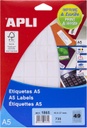 Etiquetas A5 blancas 19,0x 27,0mm 15h Apli