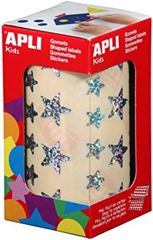 Gomets estrella color holográfico rollo Apli